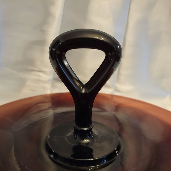 Vintage Amethyst Glass Serving Platter Cake Tidbit - Picture 3 of 5